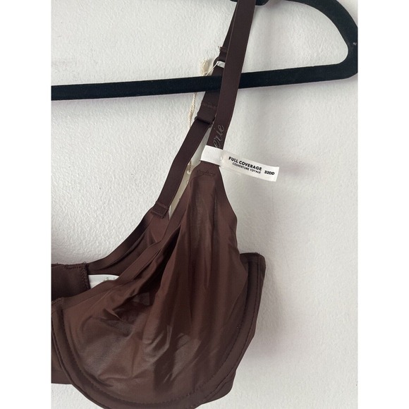 NWT Aerie Smoothez Brown Microfiber Mesh Unlined Underwire Full Coverage Bra 34C - Picture 2 of 8